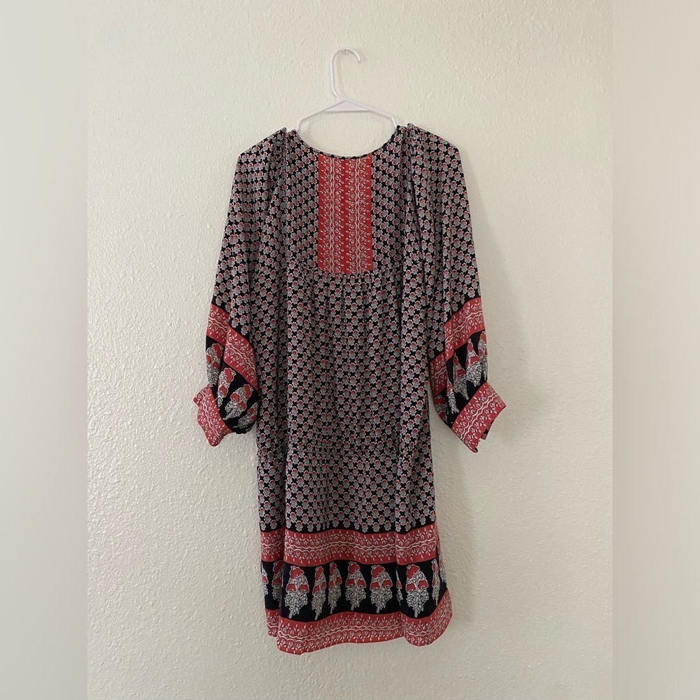 Ulla Johnson Black/orange Bazaar Silk Dress in Light Indian Floral 8/M - Picture 10 of 11